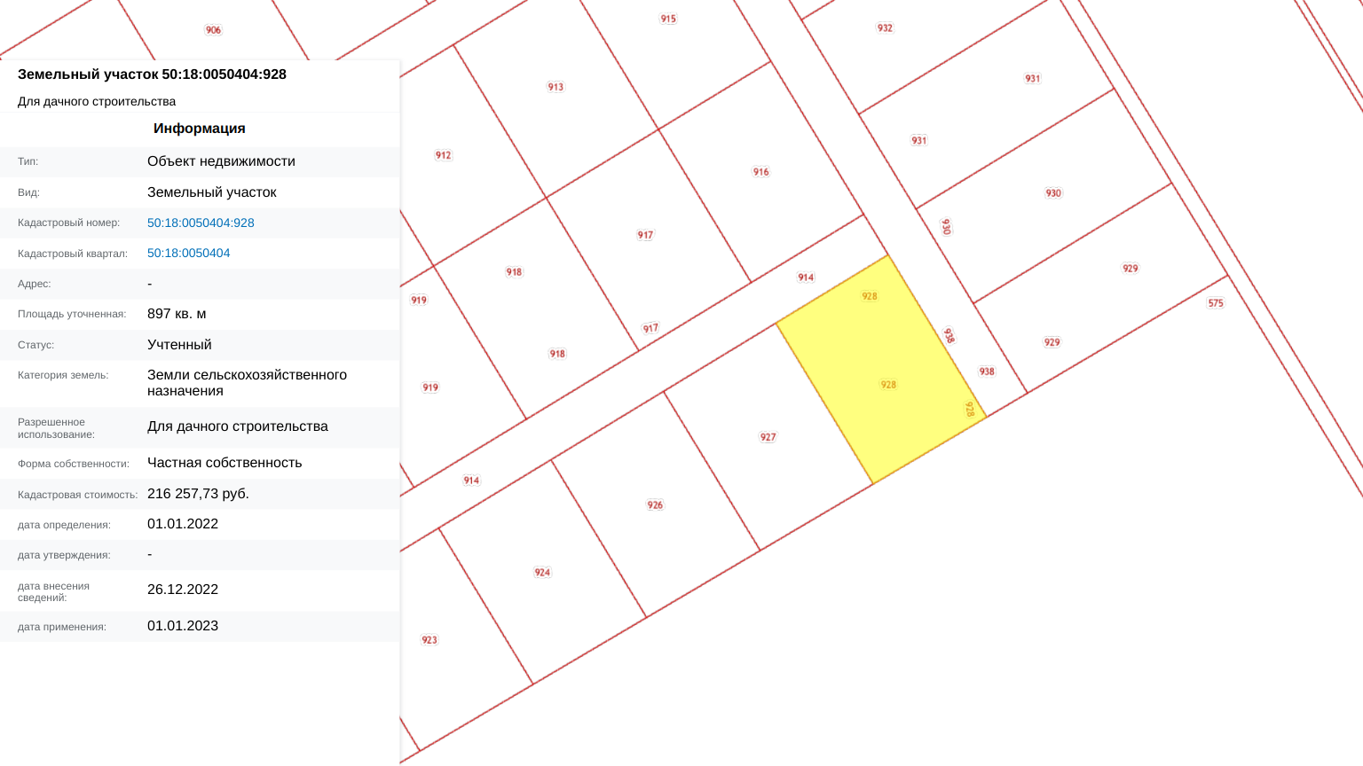 Заречный Луг уч.№69 - Земельный участок кадастровый номер 50:18:0050404:928