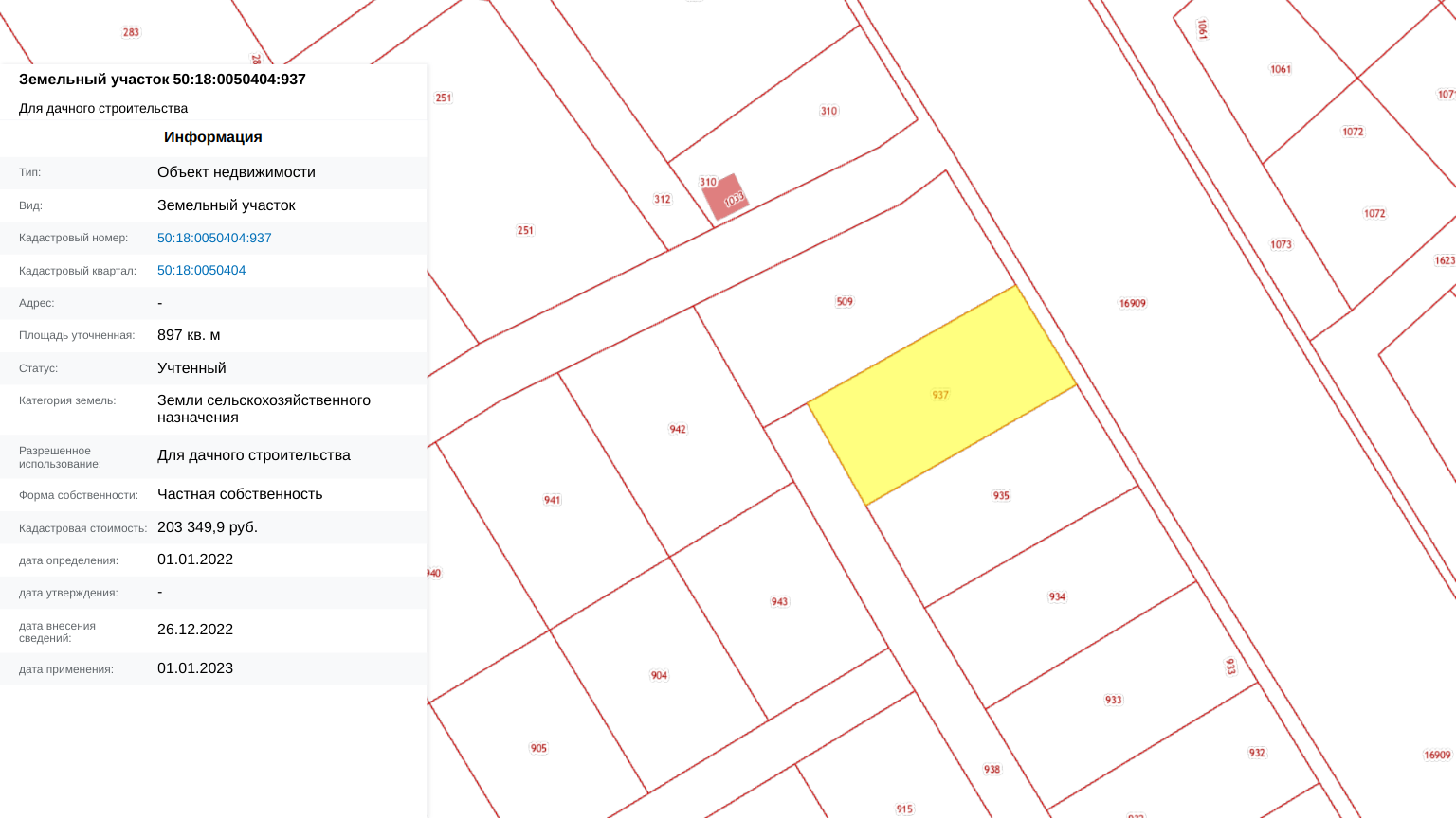 Заречный Луг уч.№8 - Земельный участок кадастровый номер 50:18:0050404:937
